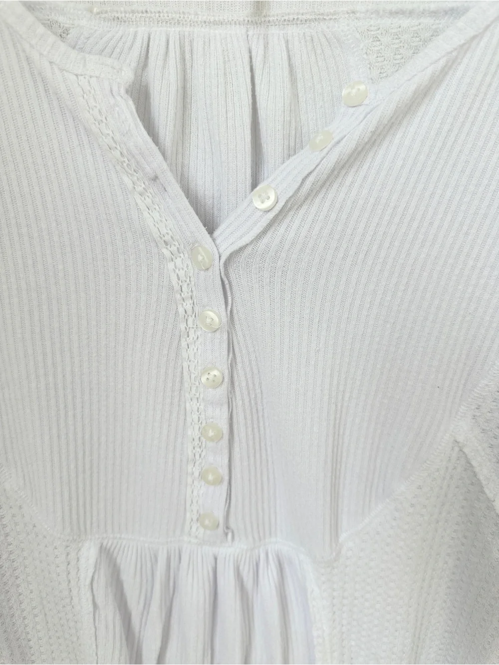 Free People Leo Henley Long Sleeve Tee Oversized White Size Medium